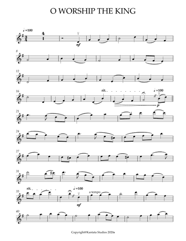O WORHIP THE KING FOR VIOLIN AND PIANO (arr. Garth Williams)