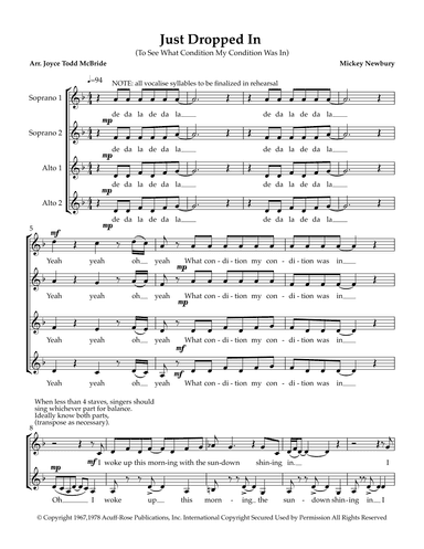 Just Dropped In (to See What Condition My Condition Was In) (arr. Joyce Todd McBride)