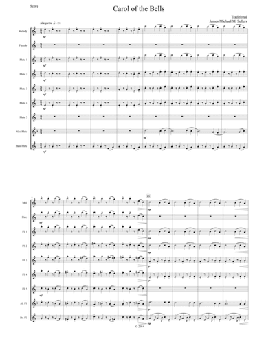 Carol of the Bells (for Flute Choir) (arr. James-Michael Sellers)