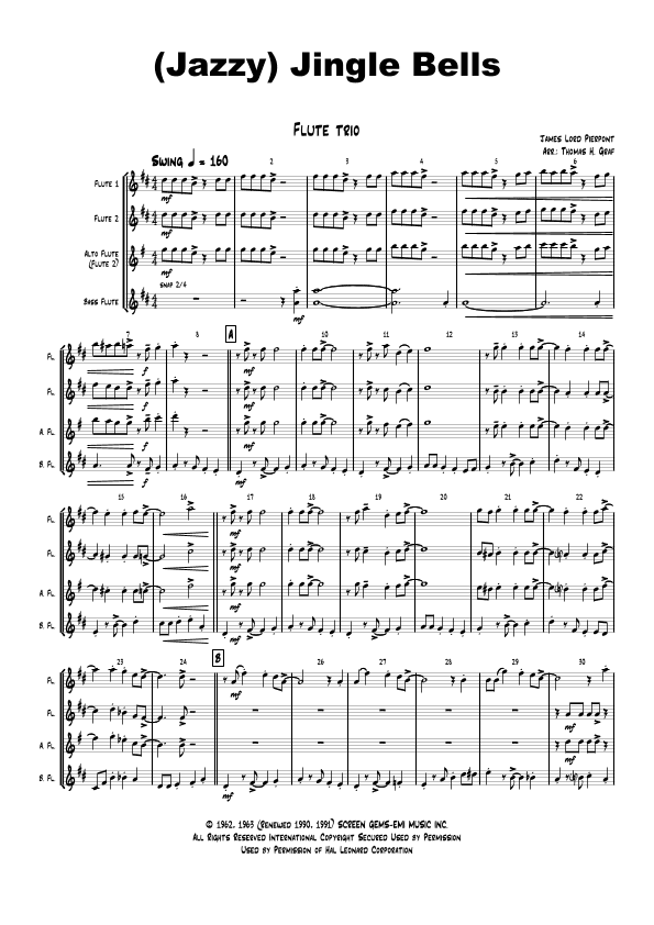 Jazzy Jingle Bells - Christmas Swing - Flute Trio (arr. Thomas H. Graf)