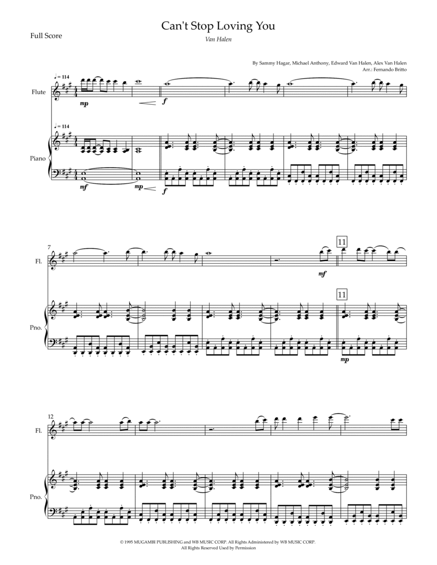 Can't Stop Loving You (arr. Fernando Britto)