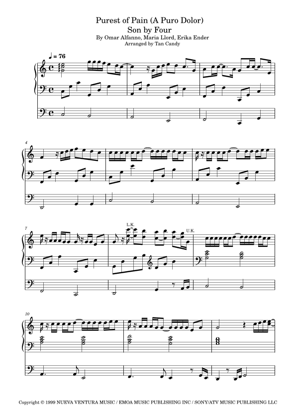 Purest Of Pain (a Puro Dolor) (arr. Tan Candy)