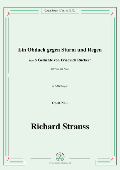 Richard Strauss-Ein Obdach gegen Sturm und Regen,in A flat Major (arr. OSM Press)