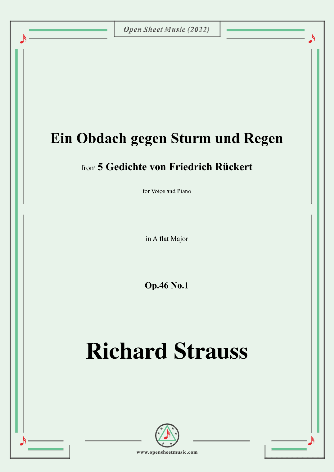 Richard Strauss-Ein Obdach gegen Sturm und Regen,in A flat Major (arr. OSM Press)