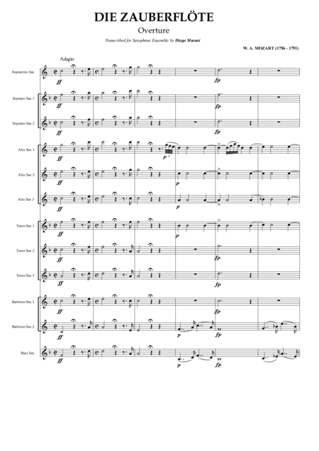 Overture from the opera "The Magic Flute" for Saxophone Ensemble (arr. Diego Marani)