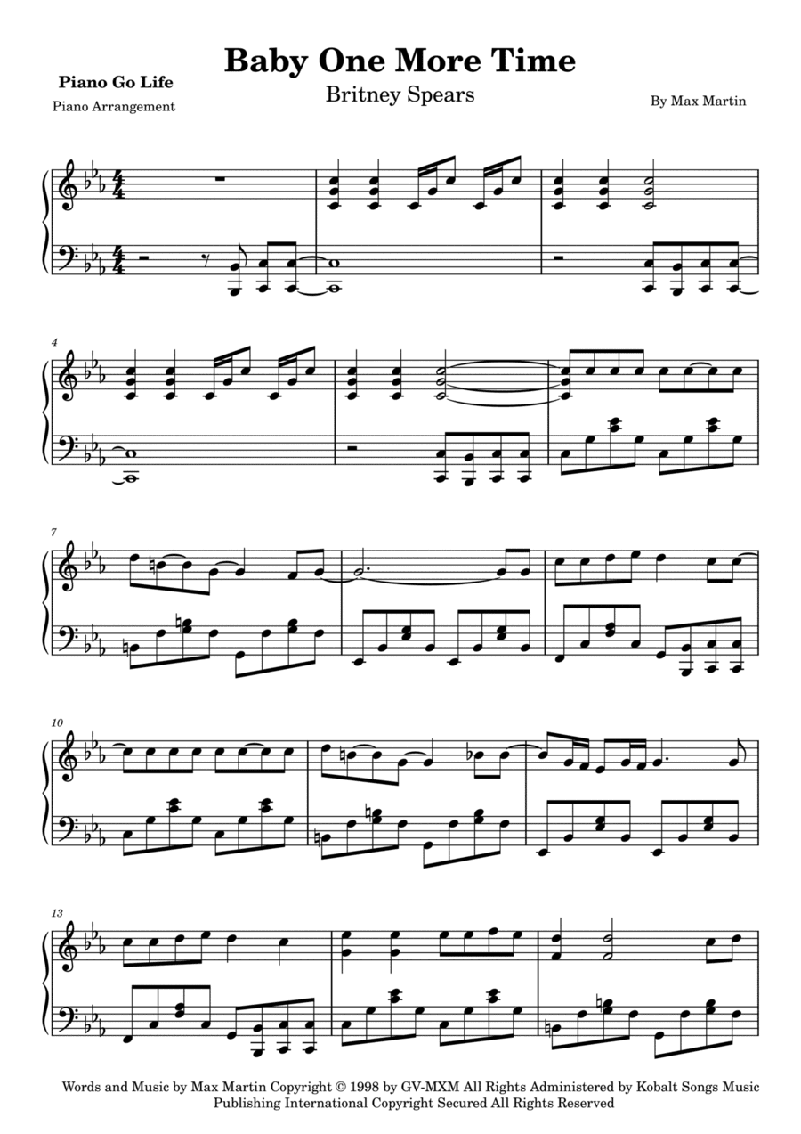 ...baby One More Time (arr. Piano Go Life)