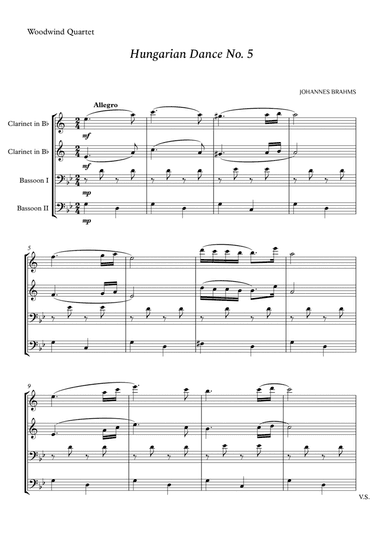 Hungarian Dance No. 5 for Woodwind Quartet (arr. Cássio Silva Chaves)