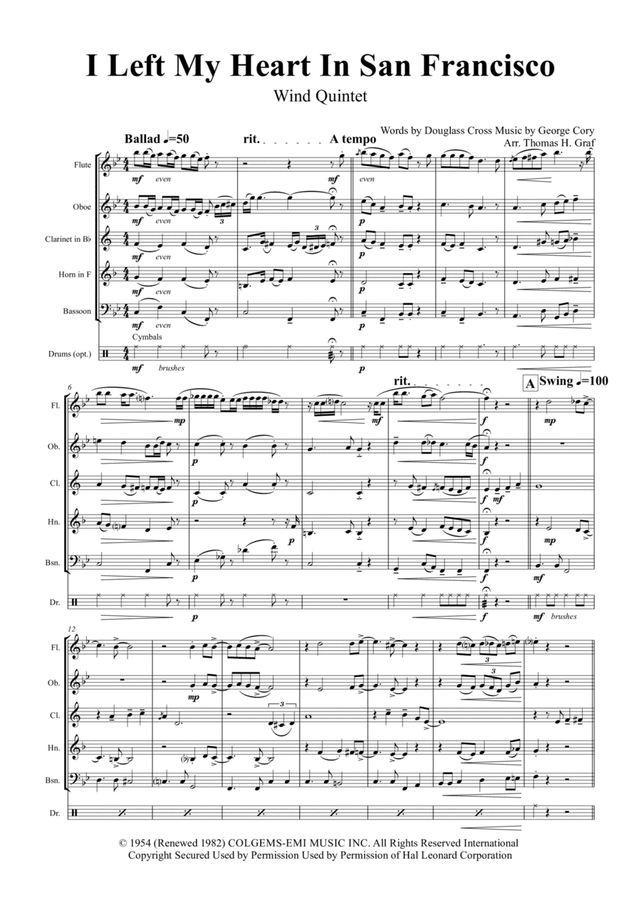 I Left My Heart In San Francisco (arr. Thomas Graf)