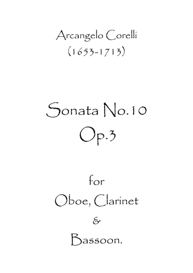 Sonata No.10 Op.3 (arr. Spence Bundy)