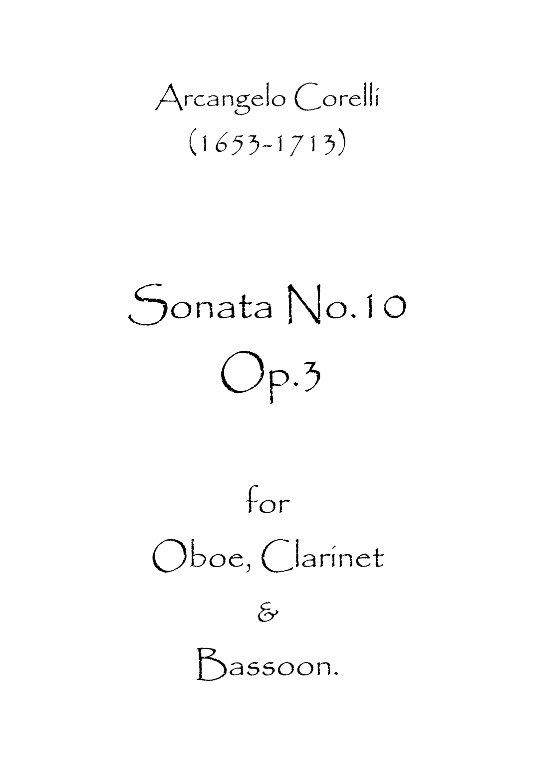 Sonata No.10 Op.3 (arr. Spence Bundy)