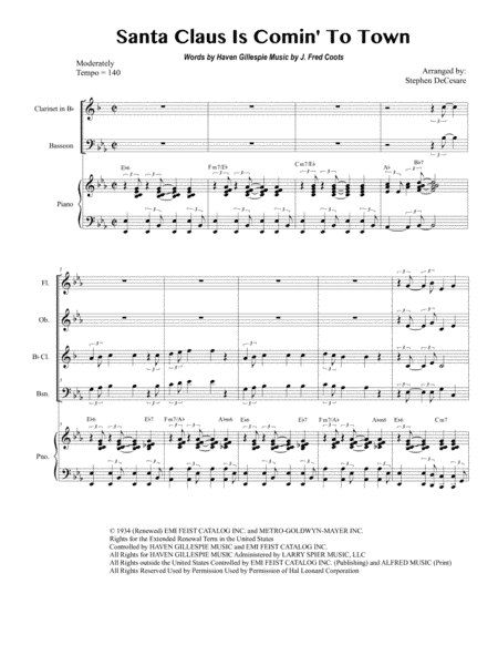 Santa Claus Is Comin' To Town (arr. Stephen DeCesare)