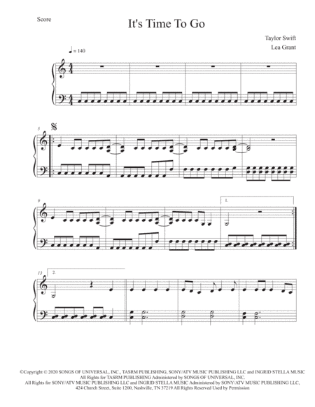It's Time To Go (arr. Lea Grant)