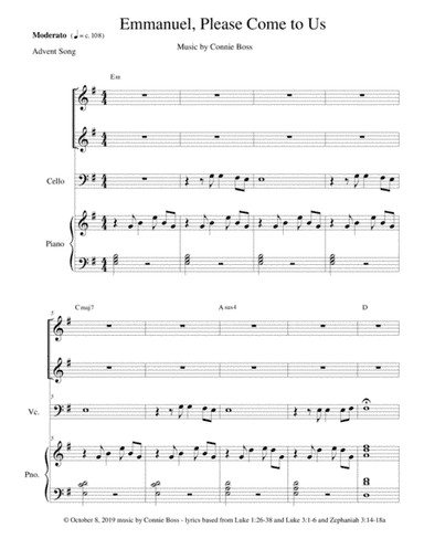 Emmanuel, Please Come to Us - vocal duet, cello & Piano