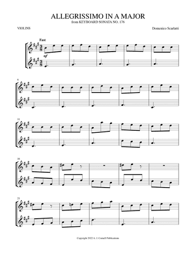 Allegrissimo in A Major (from Keyboard Sonata No. 176) (arr. Mark Phillips)