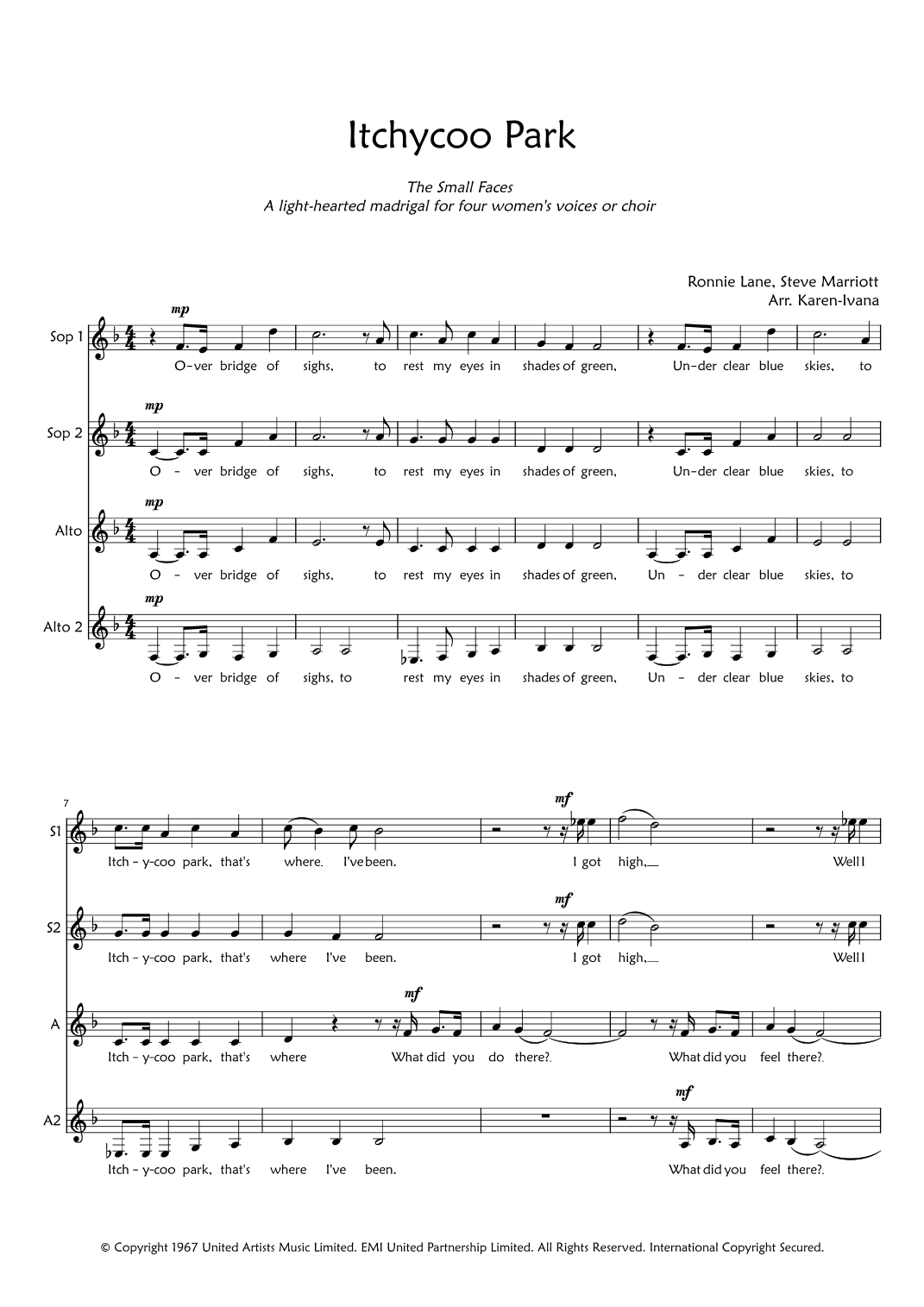 Itchycoo Park (arr. Karen Ivana)