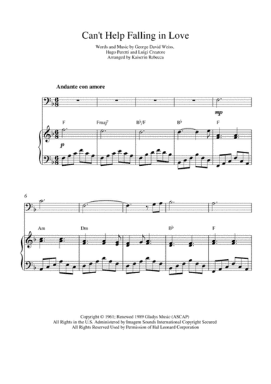 Can't Help Falling In Love (arr. Kaiserin Rebecca)
