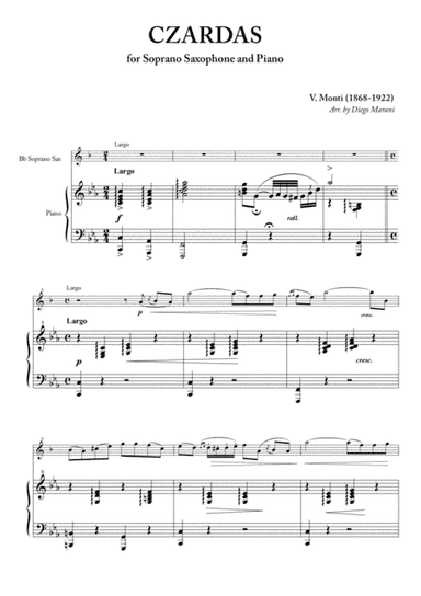 Czardas for Soprano Saxophone and Piano (arr. Diego Marani)