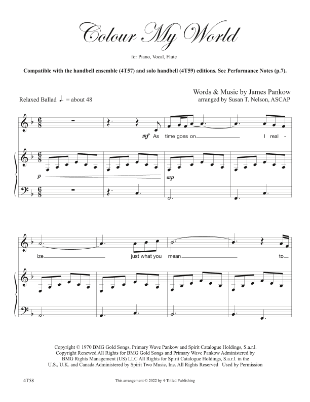 Colour My World (arr. Susan T. Nelson)