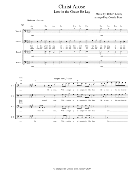 Christ Arose - Low in the Grave He Lay - A Capella - TTBB (arr. Connie Boss)