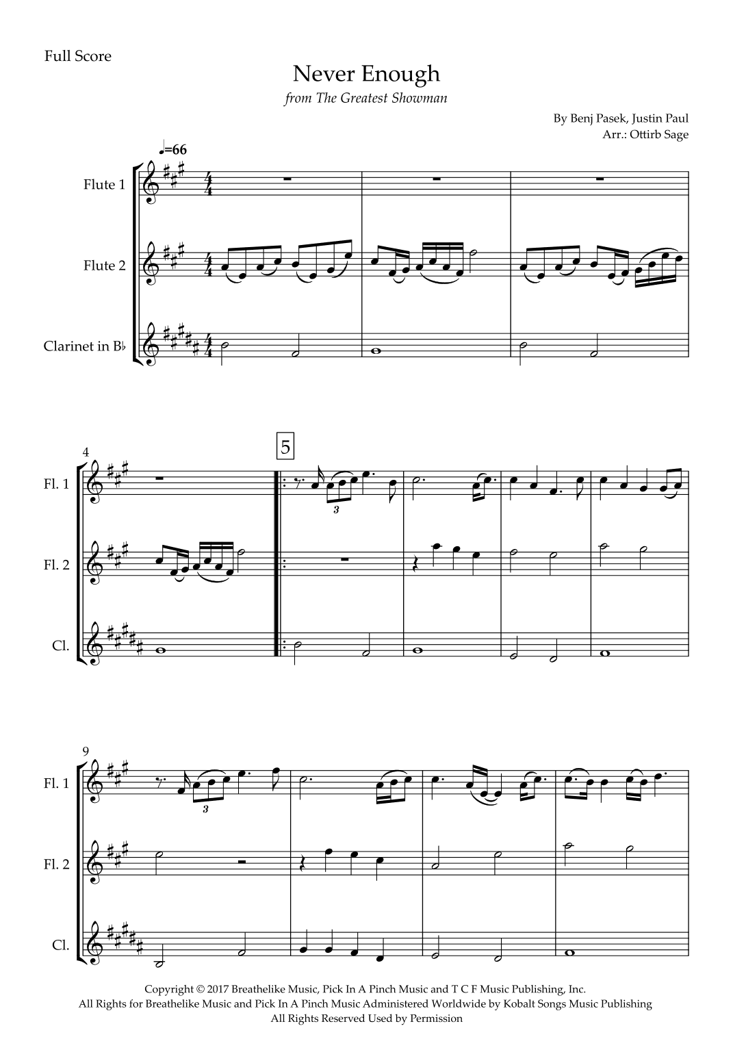 Never Enough (arr. Ottirb Sage)