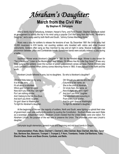Abraham’s Daughter: March from the Civil War (arr. Stephen R Dalrymple (Dalrymple Designs))