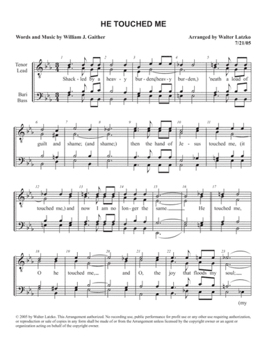 He Touched Me (arr. Walter Latzko)