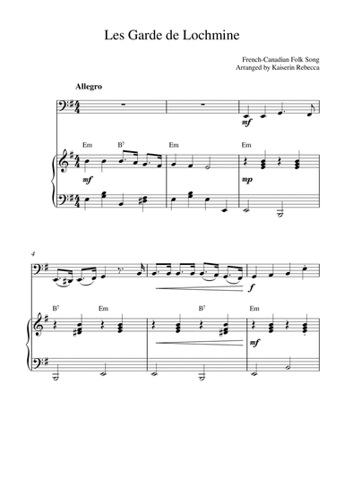 Les Garde de Lochmine (for cello solo and piano accompaniment) (arr. Kaiserin Rebecca)