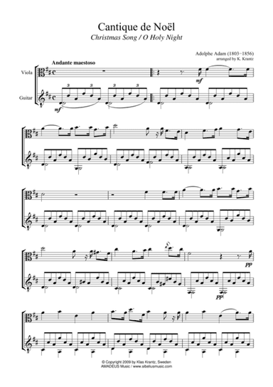 O Holy Night / Cantique de noel for viola and guitar (arr. K. Krantz)