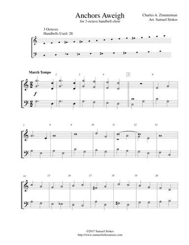 Anchors Aweigh (The Song of the Navy) - for 3-octave handbell choir (arr. Samuel Stokes)