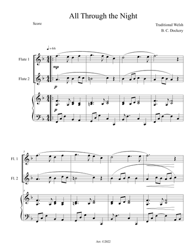 All Through the Night (Flute Duet with Piano Accompaniment) (arr. B. C. Dockery)