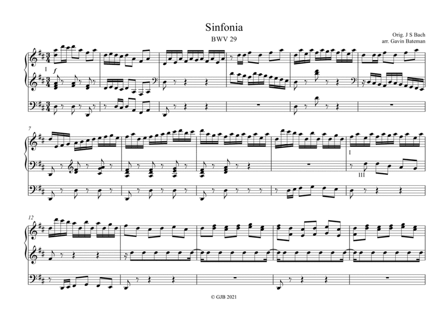 Bach Sinfonia to Cantata 29 for organ (arr. Gavin Bateman)
