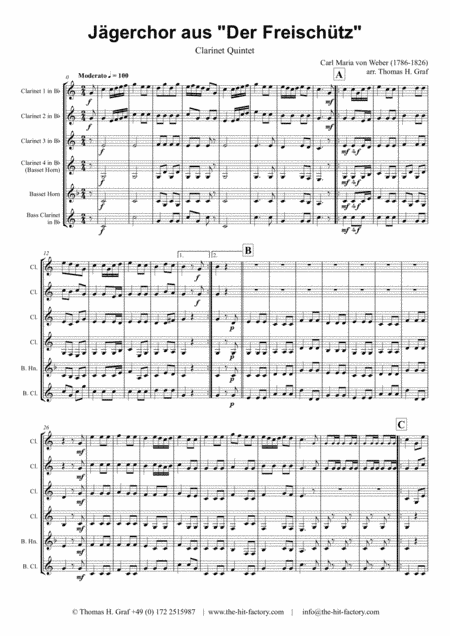 Jaegerchor - Der Freischuetz C.M.Weber - Clarinet Quintet (arr. Thomas H. Graf)