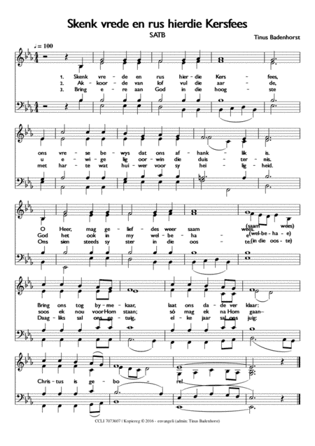 Skenk vrede en rus hierdie Kersfees - SATB