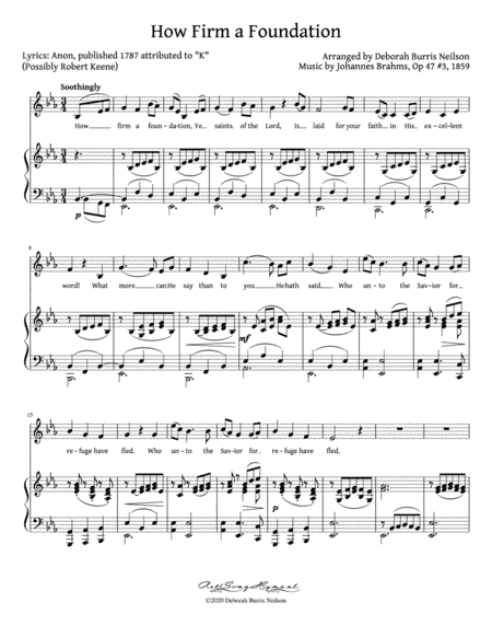 How Firm a Foundation / Brahms "Sonntag" (Low Voice) (arr. Deborah Burris Neilson)