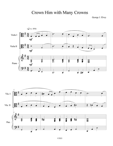 Crown Him with Many Crowns (Viola Duet with Piano Accompaniment) (arr. B. C. Dockery)