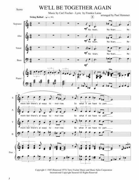 We'll Be Together Again (arr. Paul Hemmer)