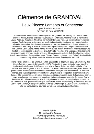 Deux Pièces: Lamento et Scherzetto for oboe and piano
