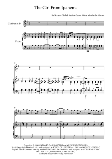 The Girl From Ipanema (garôta De Ipanema) (arr. Karen Gueiros)