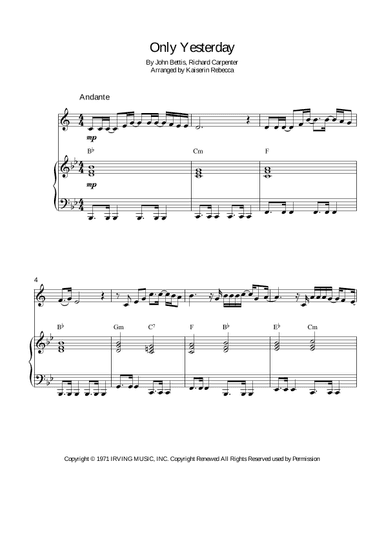Only Yesterday (arr. Kaiserin Rebecca)