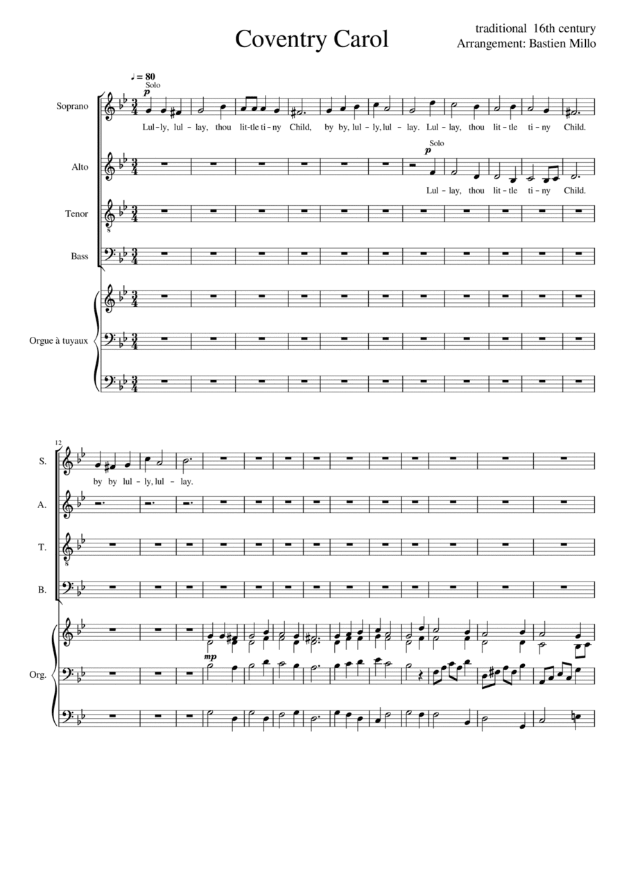 Coventry Carol (arr. Bastien Millo)
