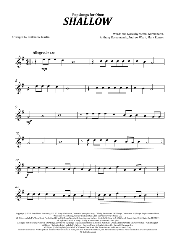 Shallow (arr. Guillaume Martin)