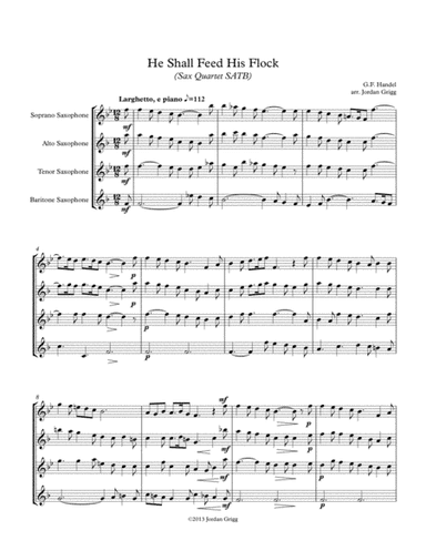 He Shall Feed His Flock (Sax Quartet SATB) (arr. Jordan Grigg)