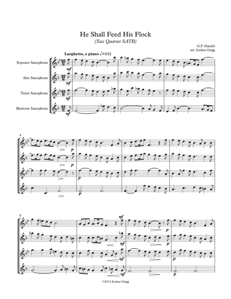 He Shall Feed His Flock (Sax Quartet SATB) (arr. Jordan Grigg)