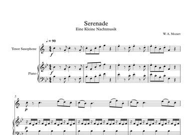 Serenade (Eine Kleine Nachtmusik) - Wolfgang Amadeus Mozart (Tenor Sax + Piano) (arr. Digital Book Music)