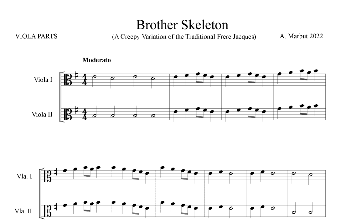 Brother Skeleton - Viola Parts (arr. A. Marbut 2022)