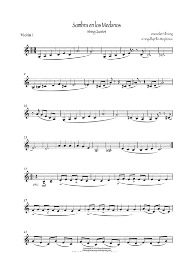 Sombra en los Medanos / Violin1/ Violin2 /Viola /Cello (arr. Ellen Macphersonn)