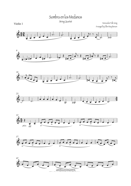 Sombra en los Medanos / Violin1/ Violin2 /Viola /Cello (arr. Ellen Macphersonn)