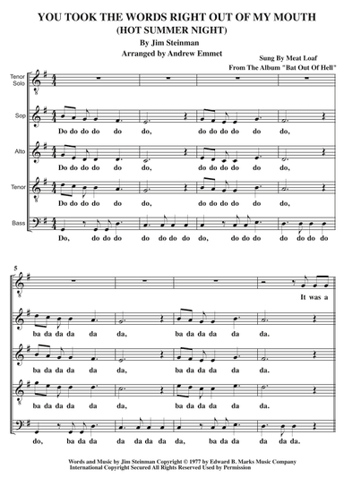 You Took The Words Right Out Of My Mouth (arr. Andrew Emmet)