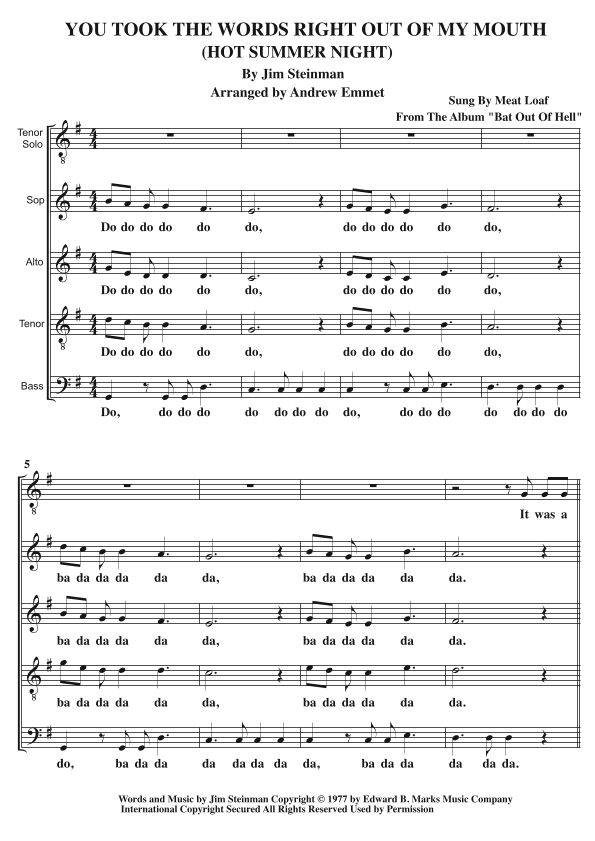 You Took The Words Right Out Of My Mouth (arr. Andrew Emmet)
