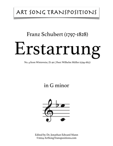 SCHUBERT: Erstarrung, D. 911 no. 4 (transposed to G minor) (arr. ArtSongTranspositions.com)